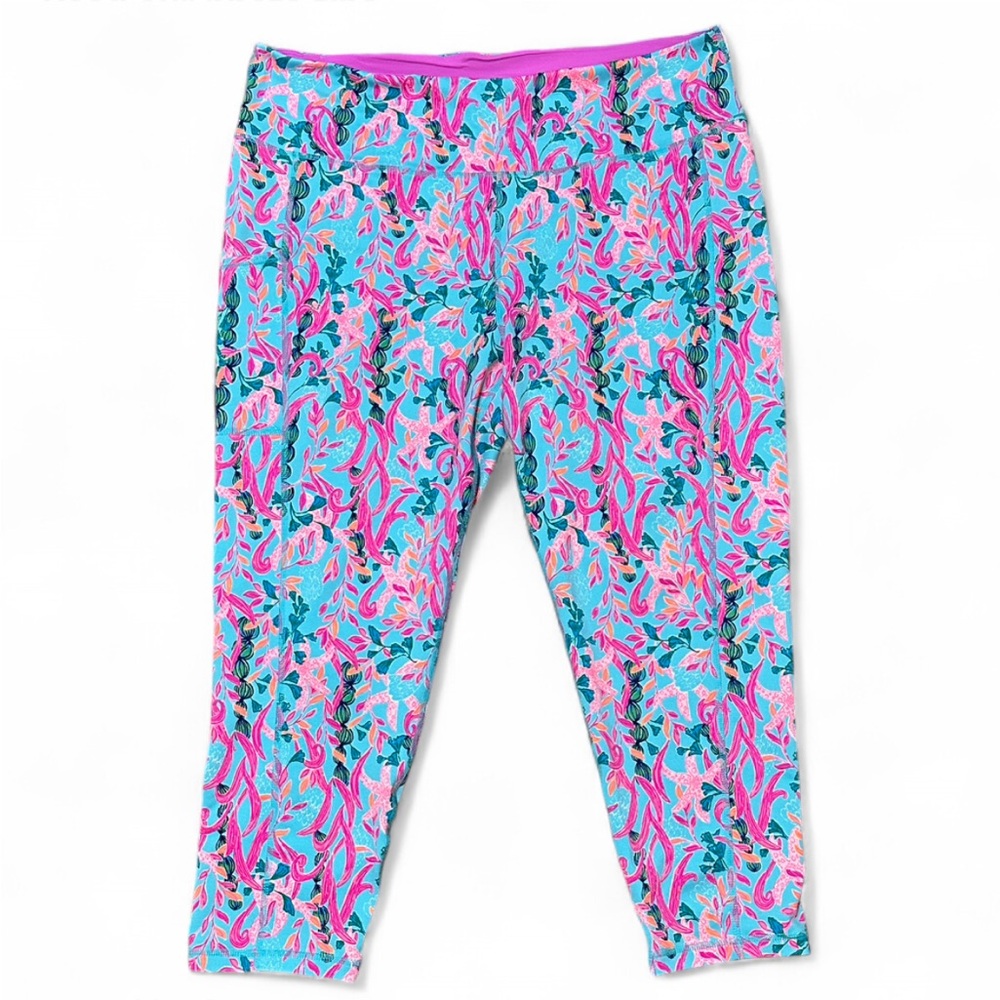 Lilly Pulitzer Athletic Leggings Women’s Colorful Print Side Pocket Size XXL
